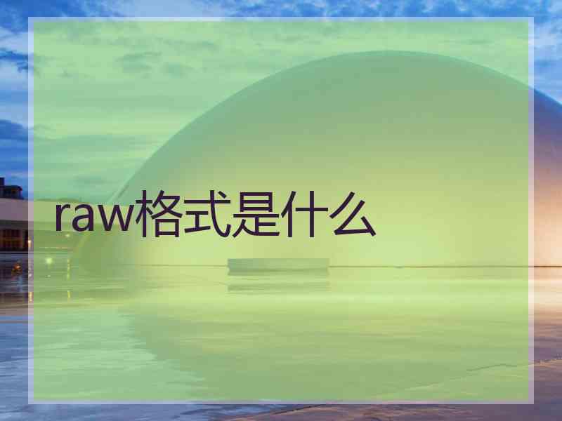 raw格式是什么