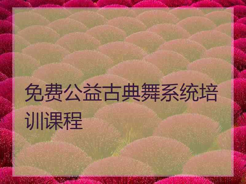 免费公益古典舞系统培训课程