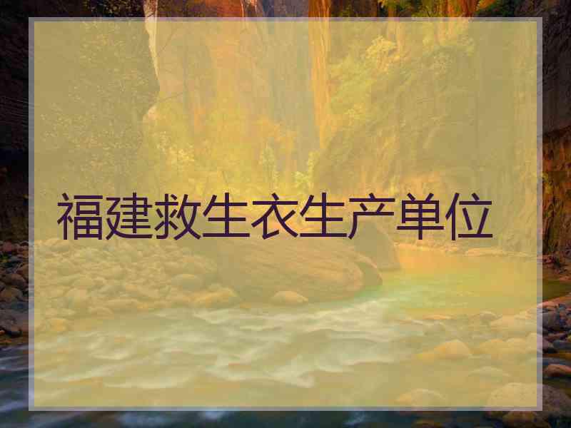 福建救生衣生产单位