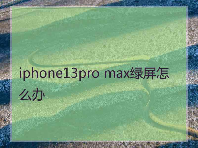 iphone13pro max绿屏怎么办