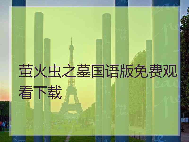 萤火虫之墓国语版免费观看下载