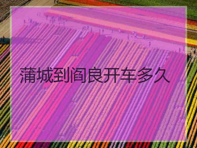 蒲城到阎良开车多久