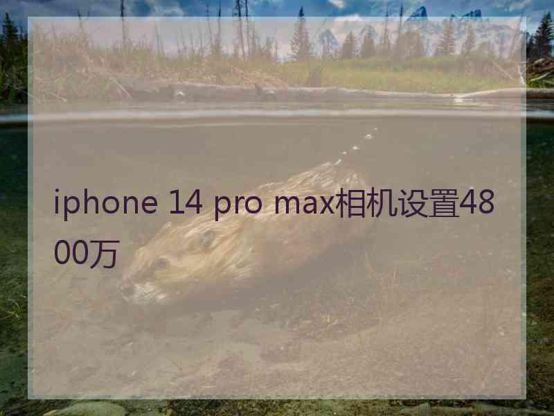 iphone 14 pro max相机设置4800万