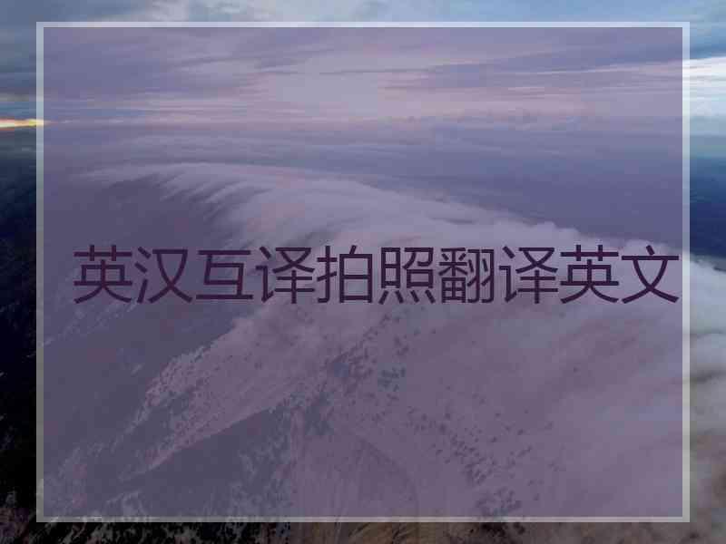 英汉互译拍照翻译英文
