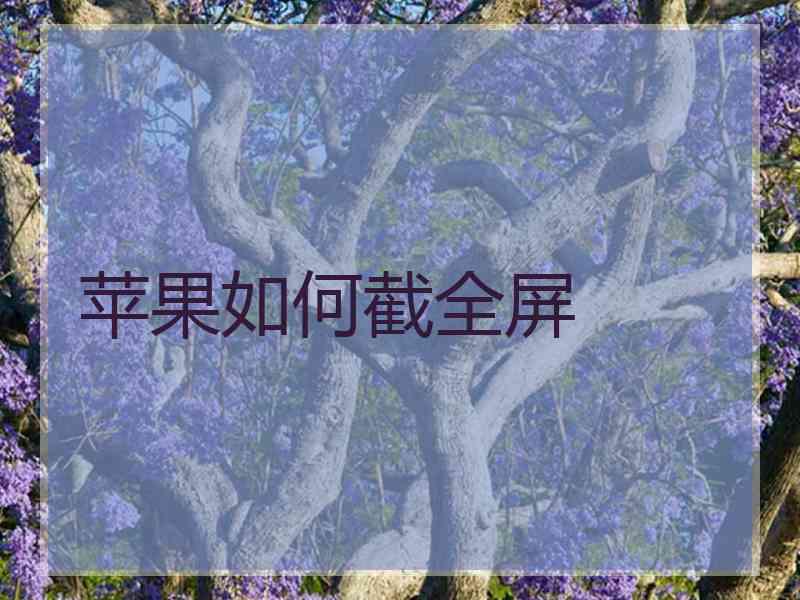 苹果如何截全屏