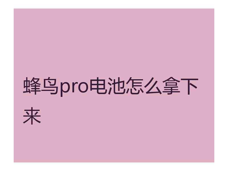蜂鸟pro电池怎么拿下来
