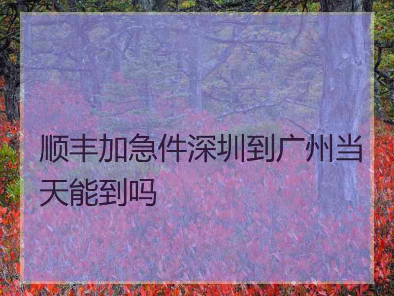 顺丰加急件深圳到广州当天能到吗