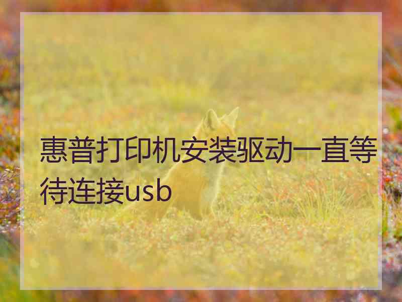 惠普打印机安装驱动一直等待连接usb