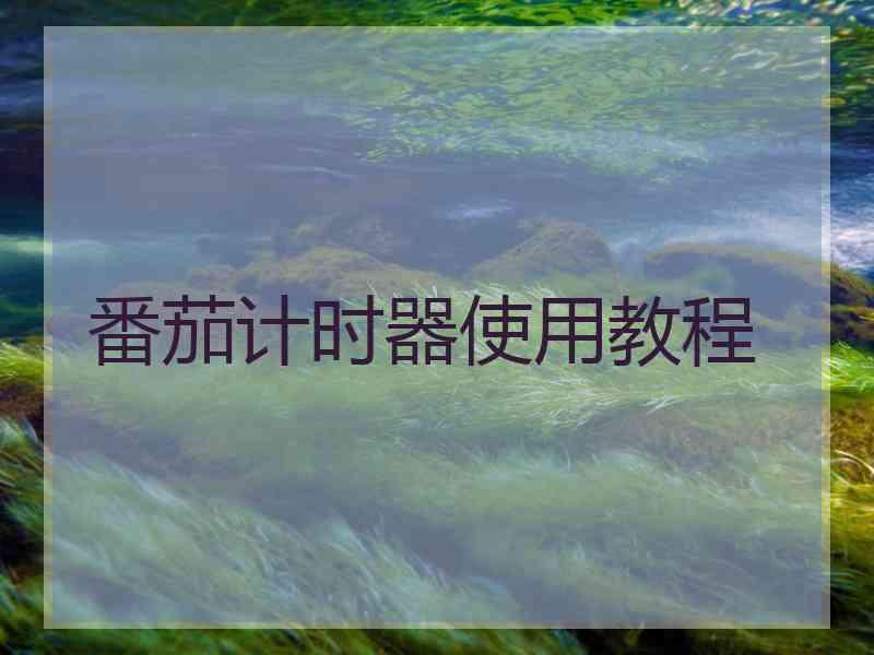 番茄计时器使用教程