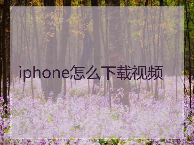 iphone怎么下载视频