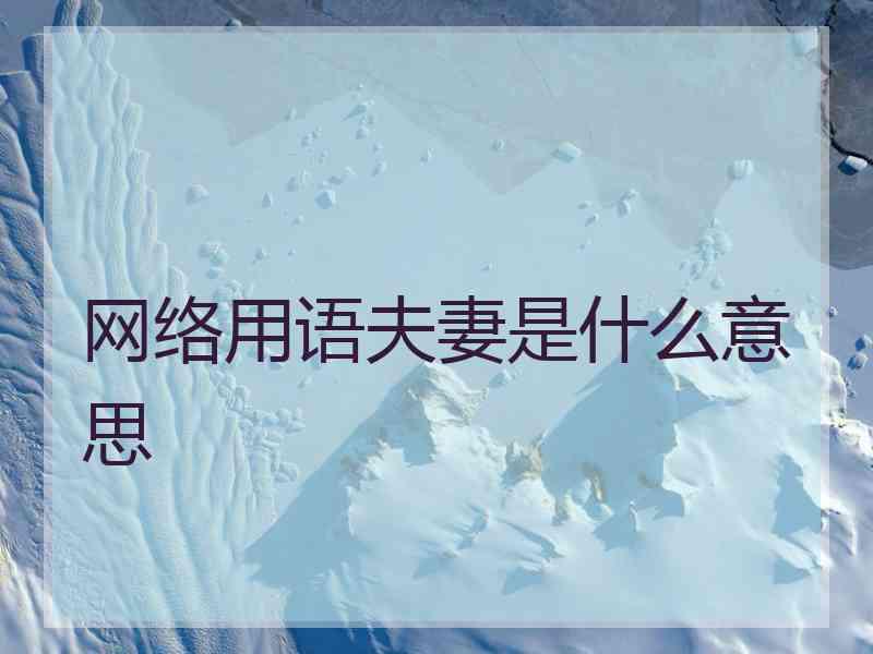网络用语夫妻是什么意思
