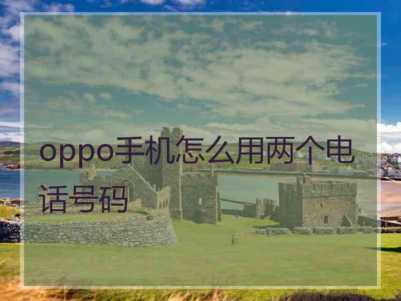 oppo手机怎么用两个电话号码