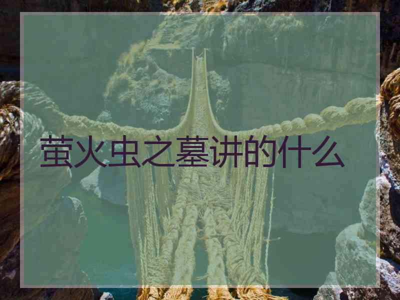 萤火虫之墓讲的什么