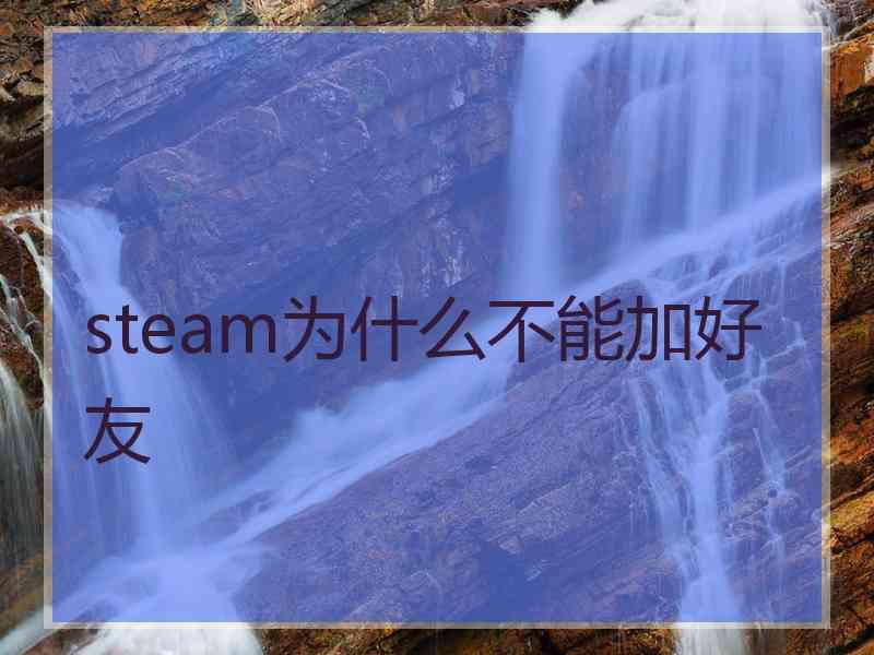 steam为什么不能加好友