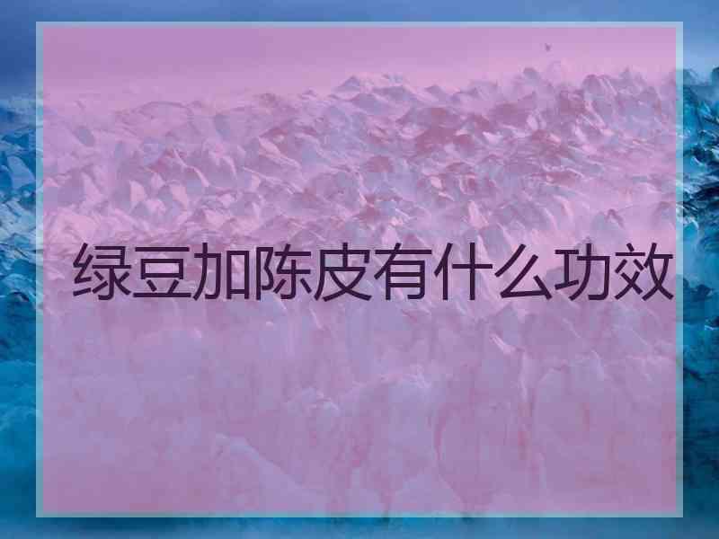 绿豆加陈皮有什么功效