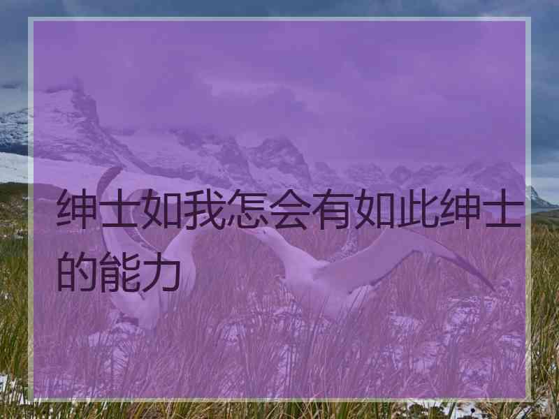 绅士如我怎会有如此绅士的能力