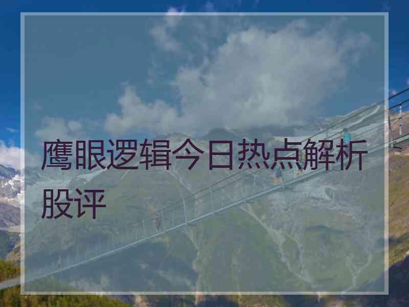 鹰眼逻辑今日热点解析股评