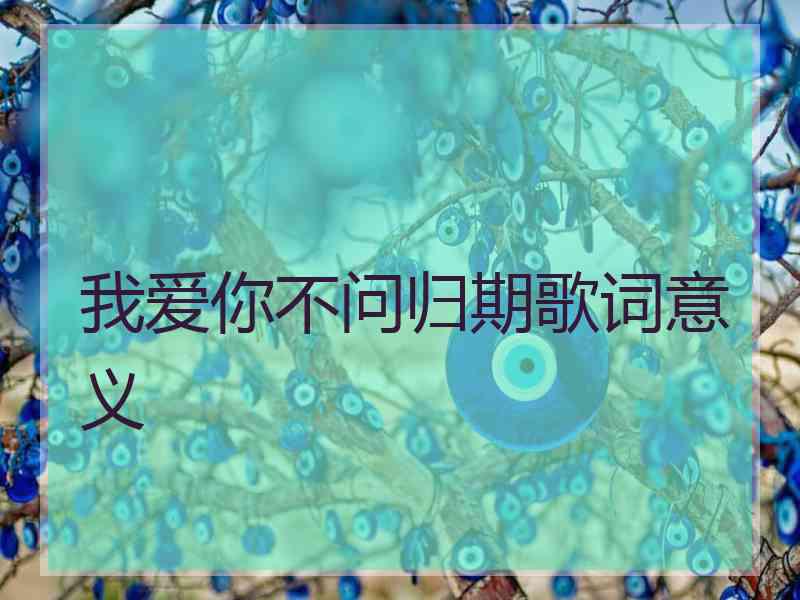 我爱你不问归期歌词意义