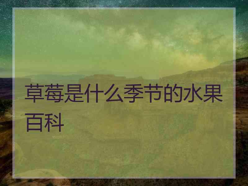 草莓是什么季节的水果百科