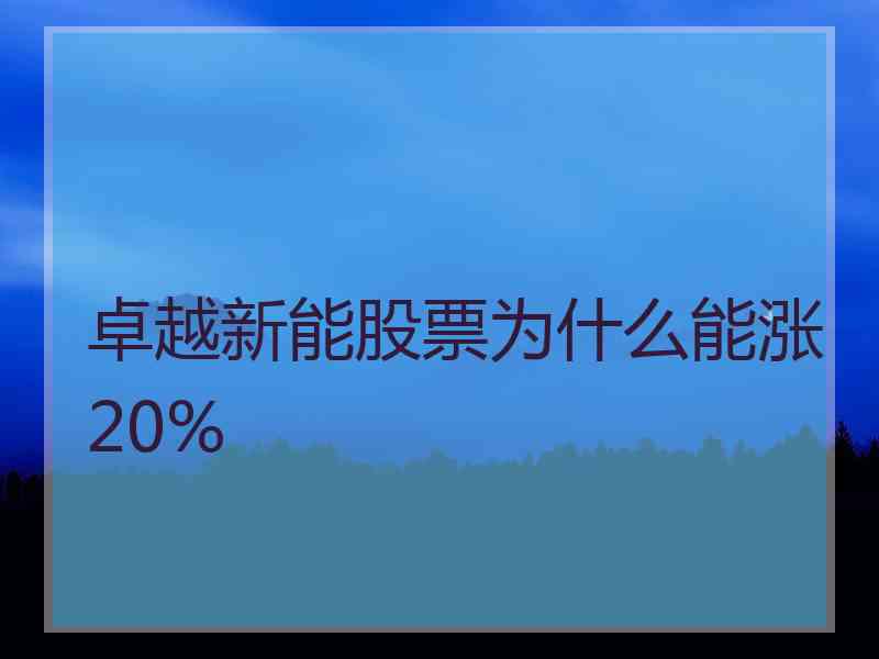 卓越新能股票为什么能涨20%
