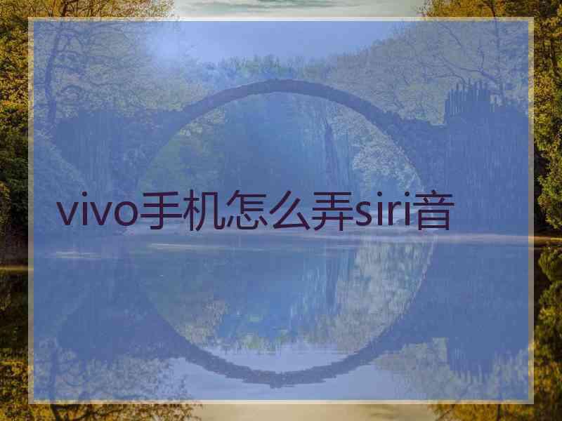 vivo手机怎么弄siri音