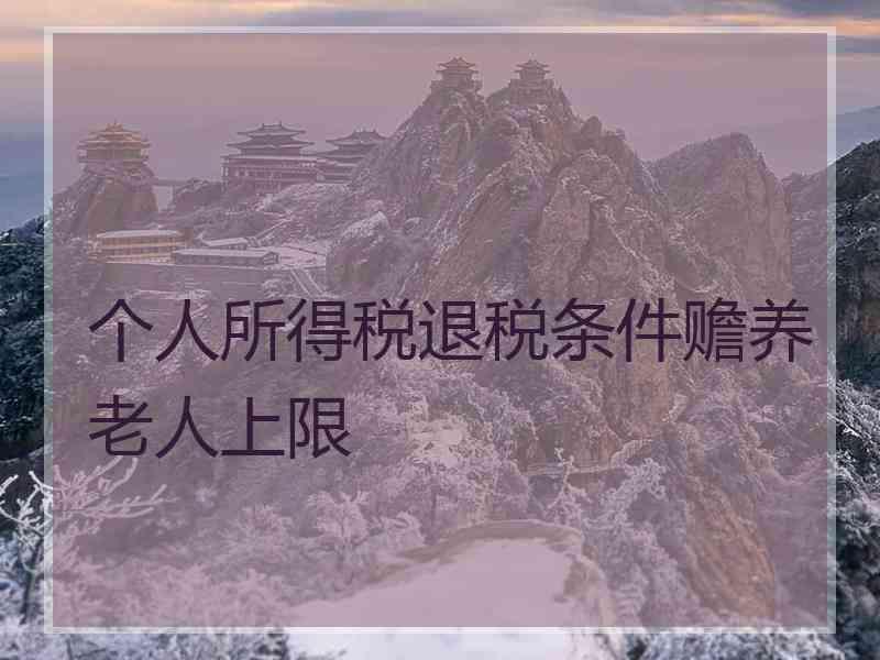 个人所得税退税条件赡养老人上限