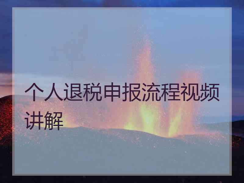个人退税申报流程视频讲解