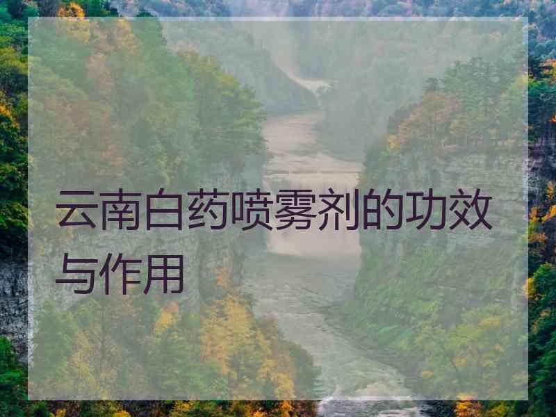 云南白药喷雾剂的功效与作用