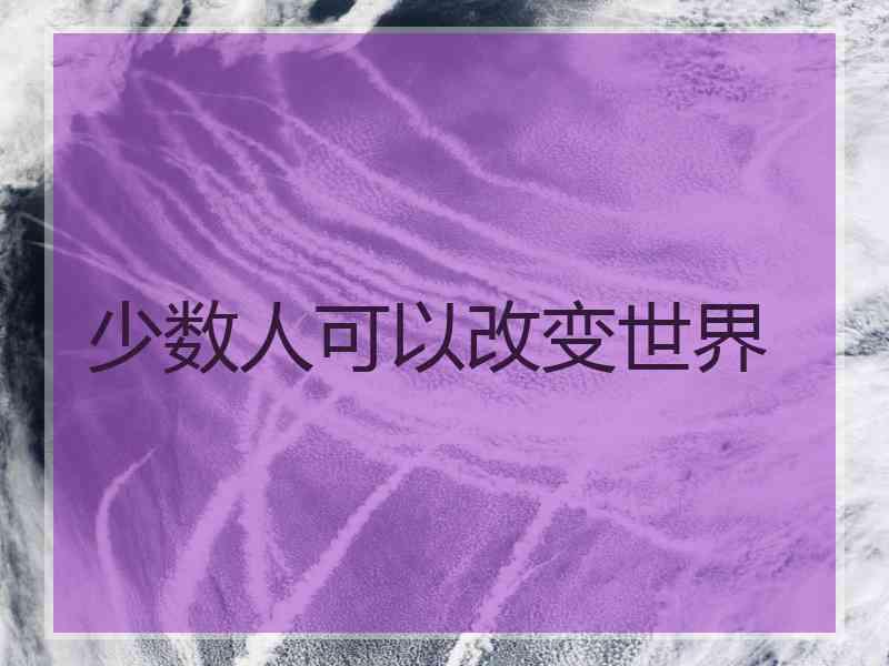 少数人可以改变世界