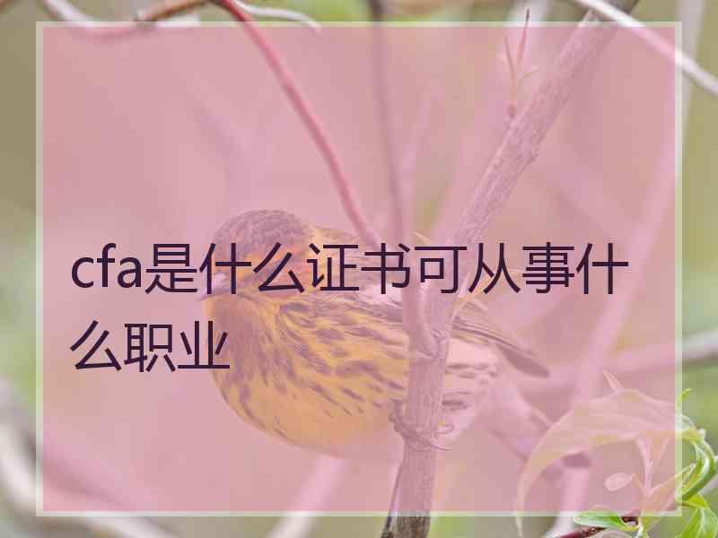 cfa是什么证书可从事什么职业