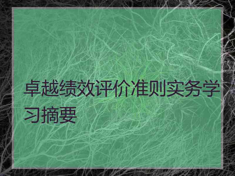 卓越绩效评价准则实务学习摘要
