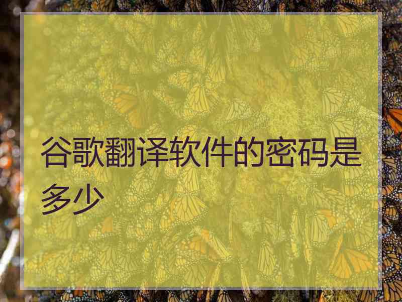 谷歌翻译软件的密码是多少