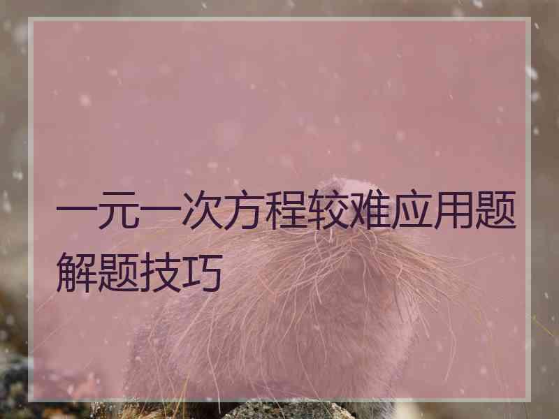 一元一次方程较难应用题解题技巧