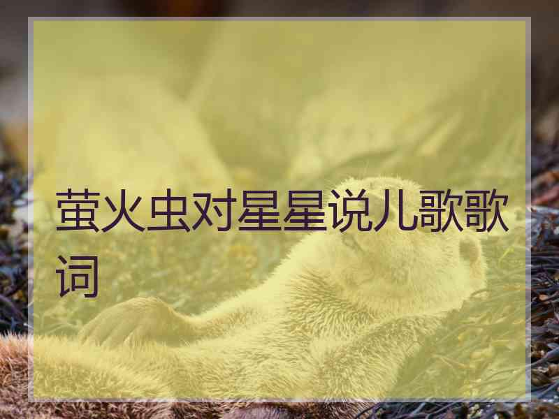 萤火虫对星星说儿歌歌词