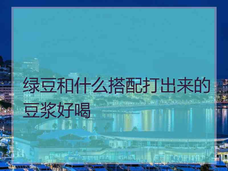 绿豆和什么搭配打出来的豆浆好喝