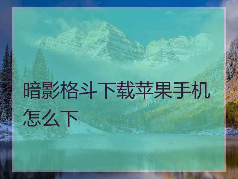 暗影格斗下载苹果手机怎么下