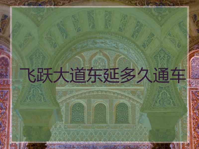 飞跃大道东延多久通车