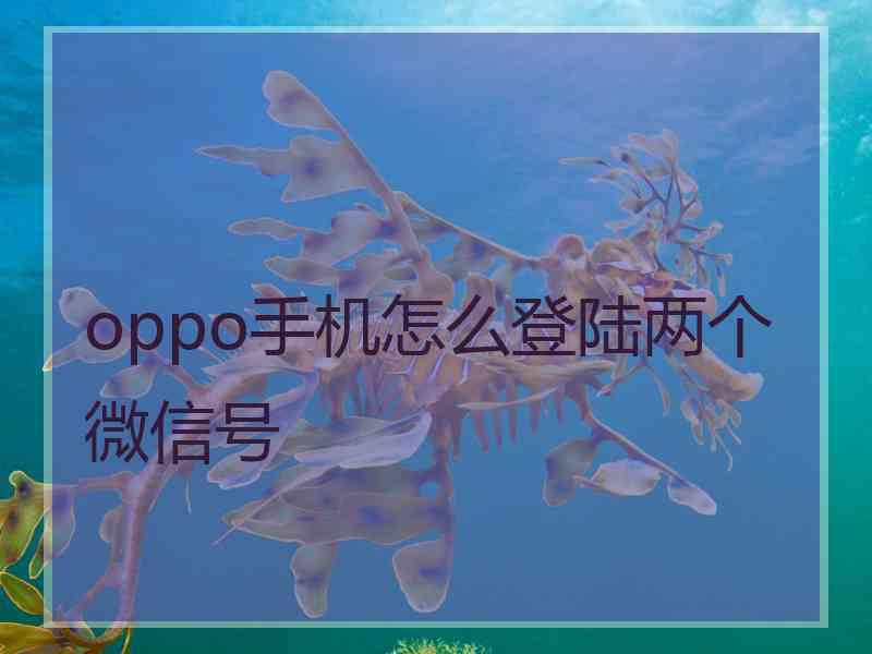 oppo手机怎么登陆两个微信号