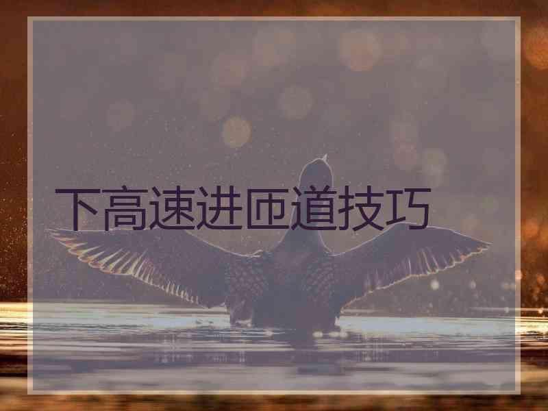 下高速进匝道技巧