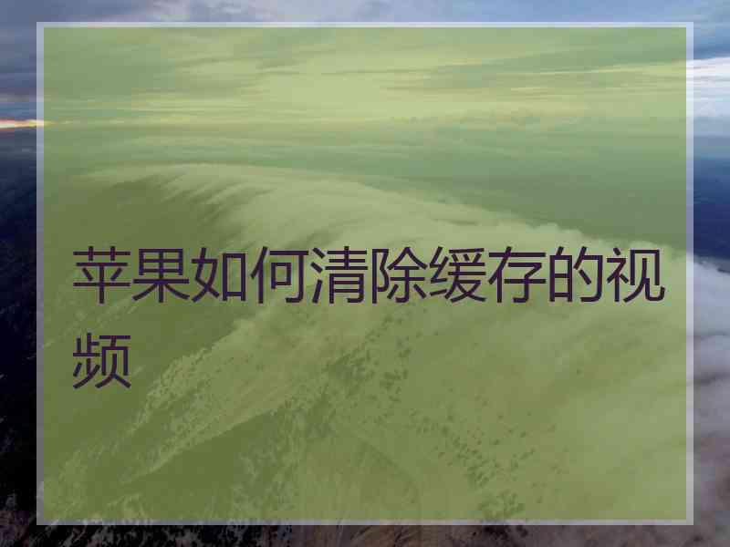 苹果如何清除缓存的视频