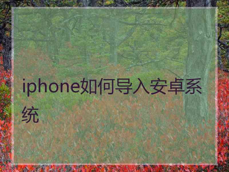 iphone如何导入安卓系统