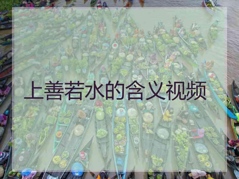 上善若水的含义视频
