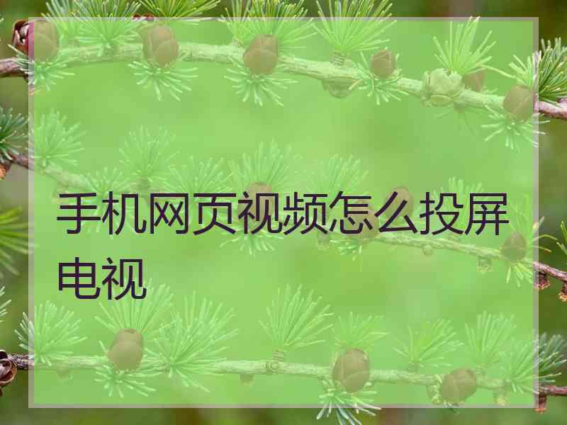 手机网页视频怎么投屏电视