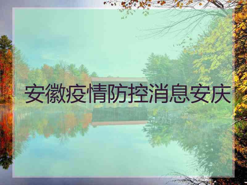 安徽疫情防控消息安庆