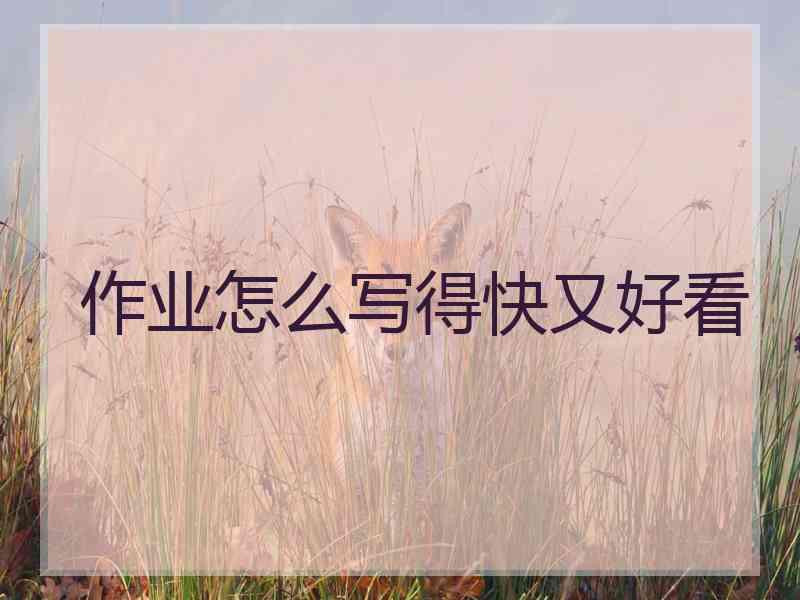 作业怎么写得快又好看