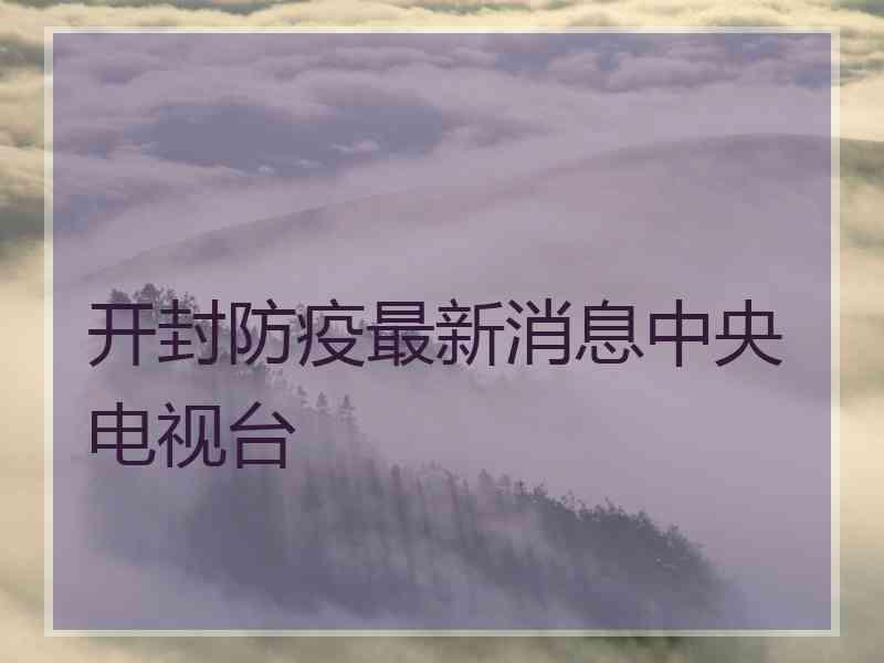 开封防疫最新消息中央电视台