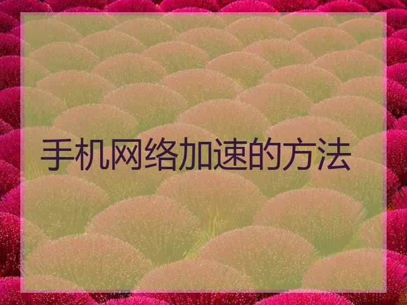 手机网络加速的方法