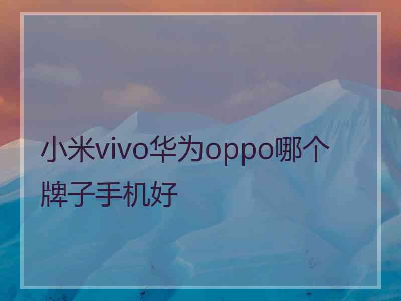 小米vivo华为oppo哪个牌子手机好