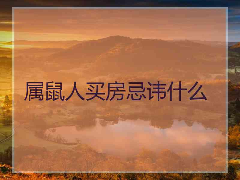 属鼠人买房忌讳什么