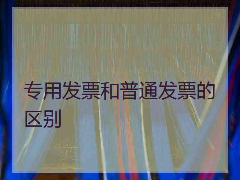 专用发票和普通发票的区别